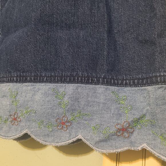 Liz Claiborne Liz Wear Petite Cotton Denim Floral Embroidered Skirt Women's 16 P - Picture 3 of 5